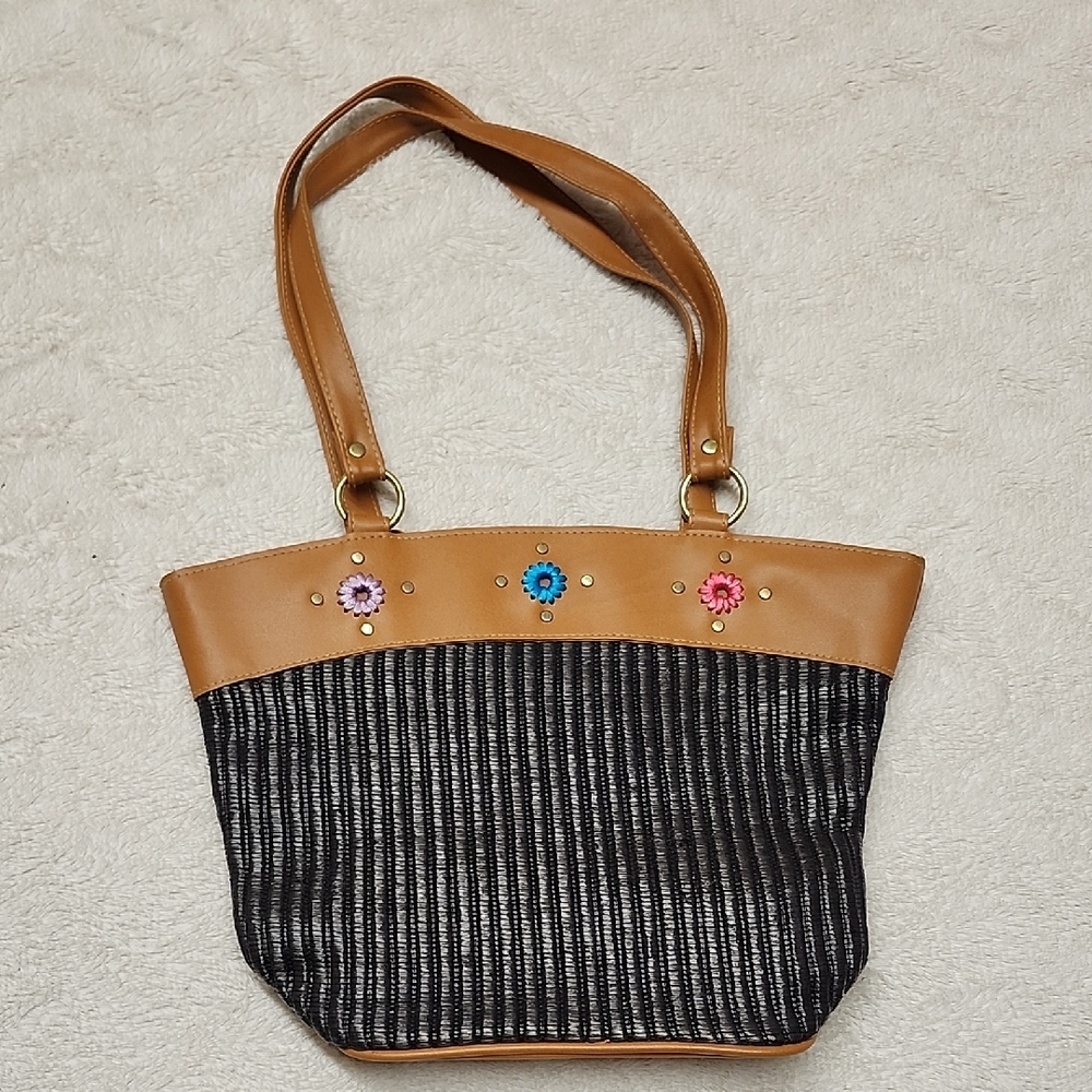 • Sassy Straw Tote Shoulder Handbag Purse 1990s Y2K Multicolor